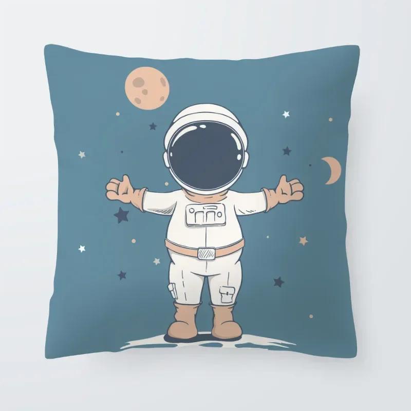 Astronaut Cat Planet Text Pillowcase Decoration Living Room Bedroom Sofa Pillowcase Creative Fun Cartoon Cushion Cover