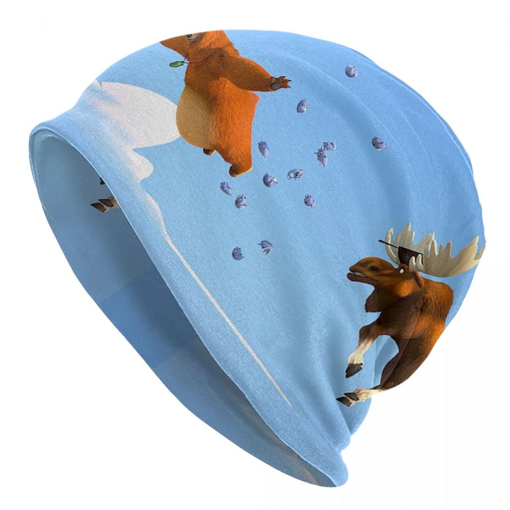 Grizzy Beer Cartoon Bonnet Hats Autumn Winter Outdoor Skullies Beanies Hat for Unisex Women Spring Head Wrap Cap