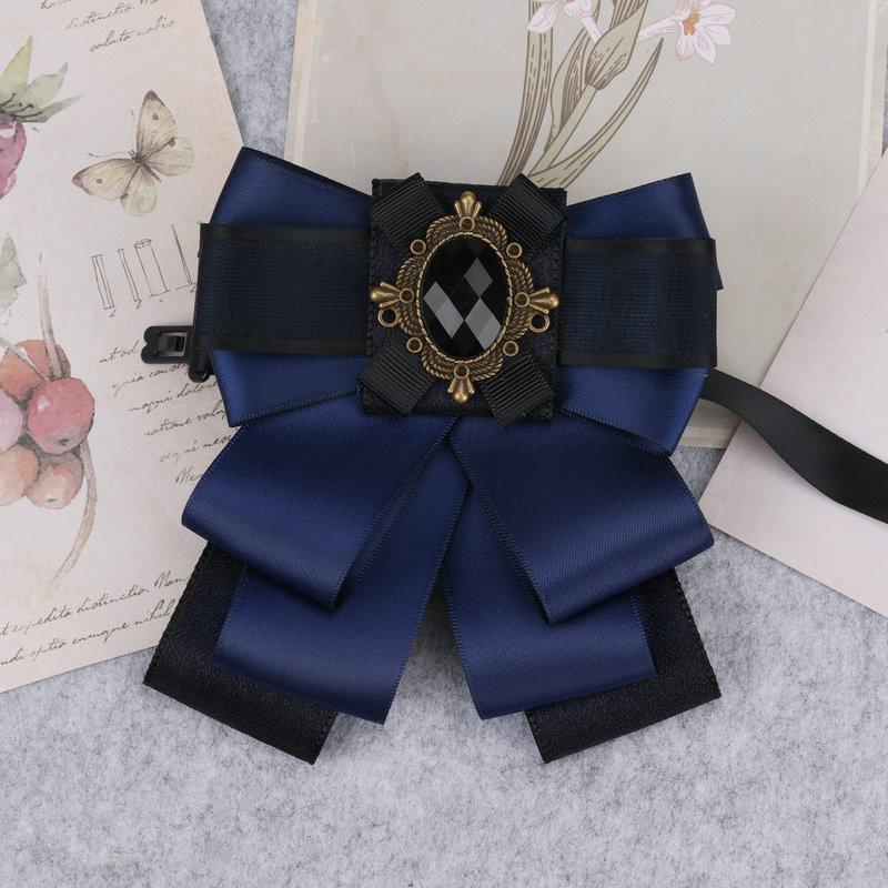 

Man New Retro Rhinestone Ribbon Bow Tie Jewelry Brooch Women s Shirt Collar Solid Business Office Casual Neckties Accessories