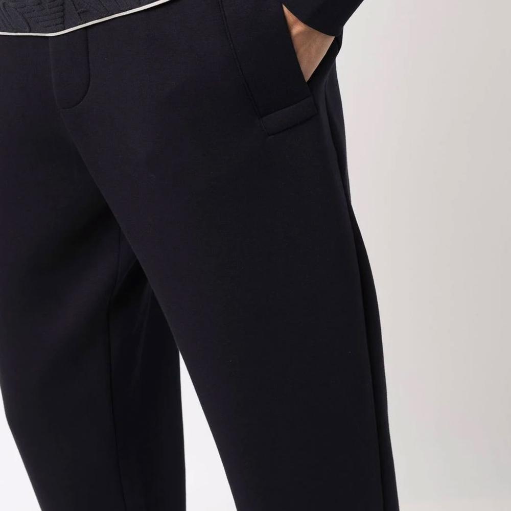 Emporio Armani Solid Color Tapered Cuff Knit Joggers Men bottoms Dark-Blue 8N1P921JHSZ0920