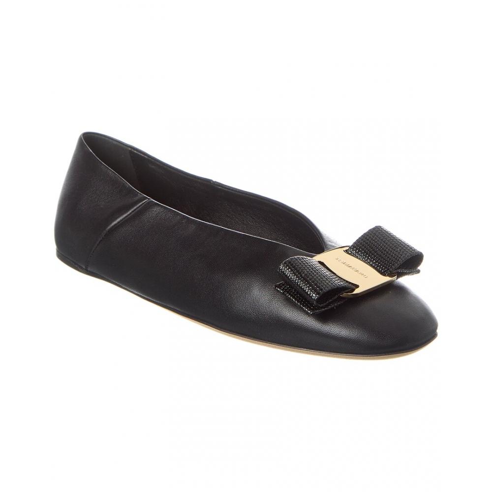 Salvatore Ferragamo Ferragamo Vara Bow Leather Ballet Flat Black