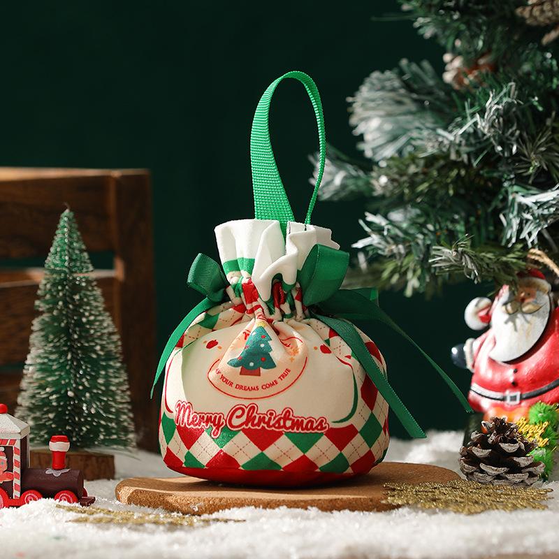 

Christmas Gift Bag New Year Candy Handbag Christmas Eve Apple Storage Bag Party Cookie Gift Rope Bag Santa Claus Sacks 11X15CM