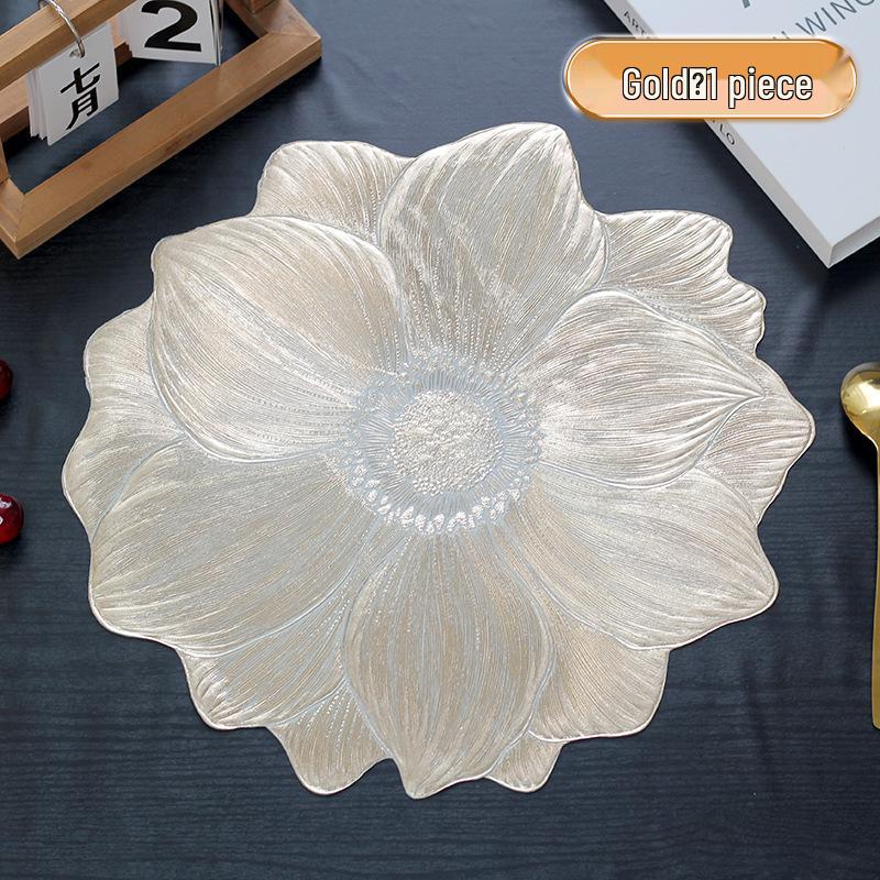 

Креативный нескользящий ПВХ изоляционный коврик в виде лотоса - Стильный западный коврик для стола для домашней или гостиничной трапезы.