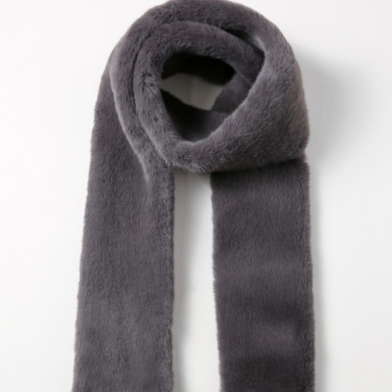 LALA Fur Long Scarf - Grey