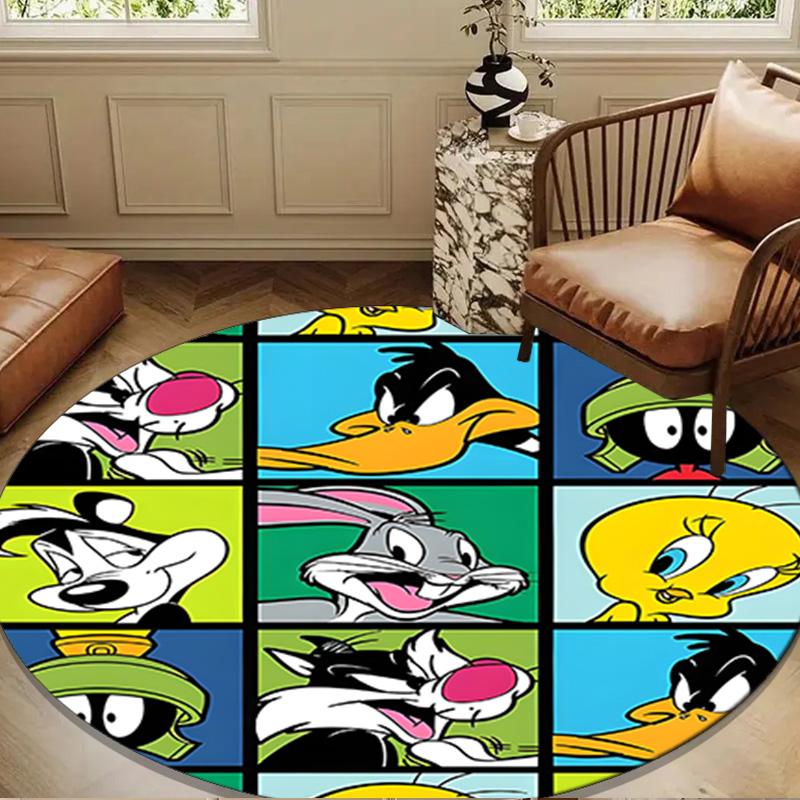 Cartoon rabbit Yellow Bird Round Rug for Livingroom,Bedroom, Palyroom, Chair Rug, Area rug, Circle Carpet, Large Size Fan Christmas gift