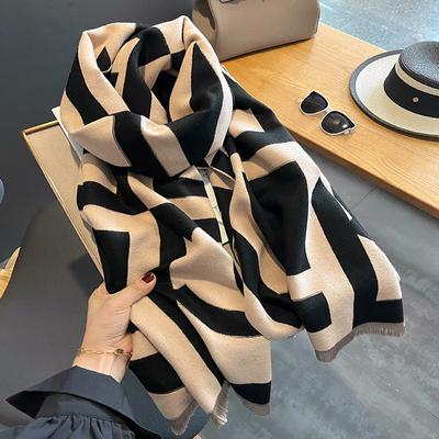 New Retro Fashion Imitation Cashmere Scarf For Women In Winter, Thickened And Warm Neck, Dual Purpose Shawl Exterior