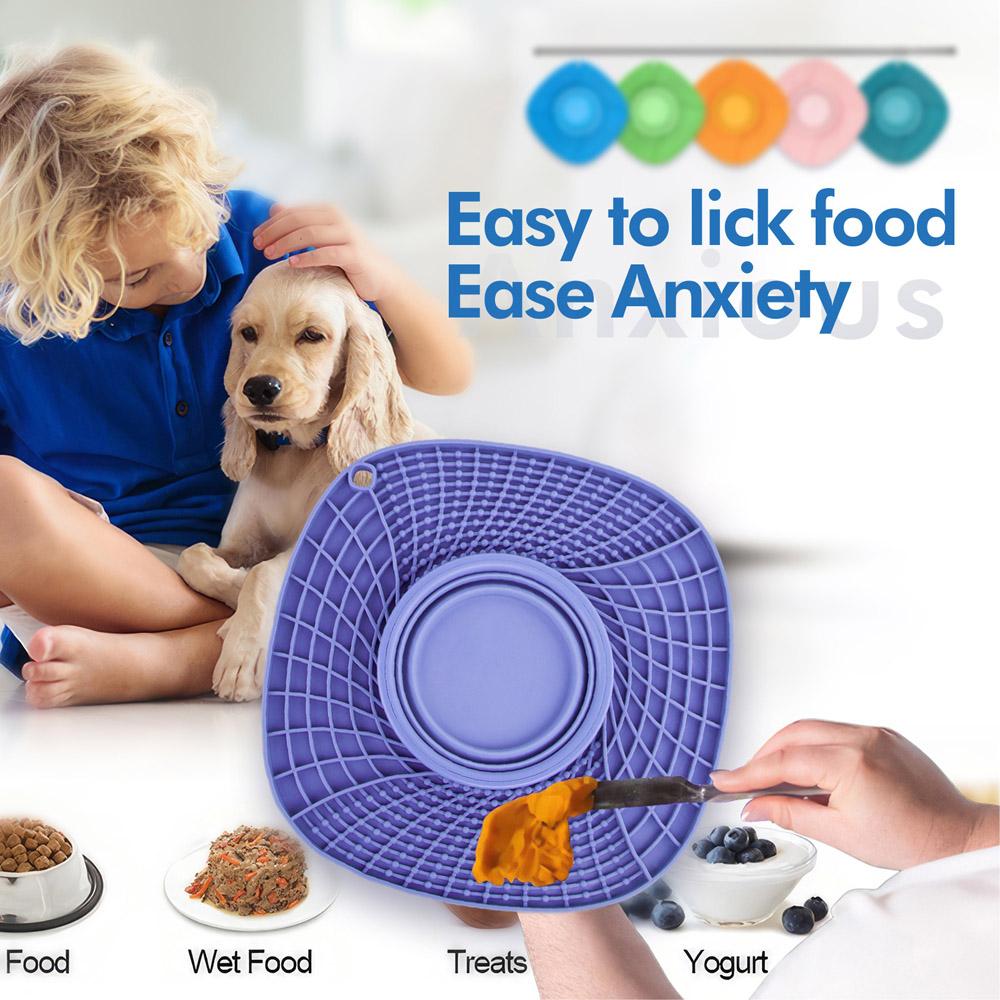 Pet  Placemat Folding Silicone Cat Dog Slow Food  With Suction Puppy Licking Feed Drink Mat Portable Placemat  Supplies