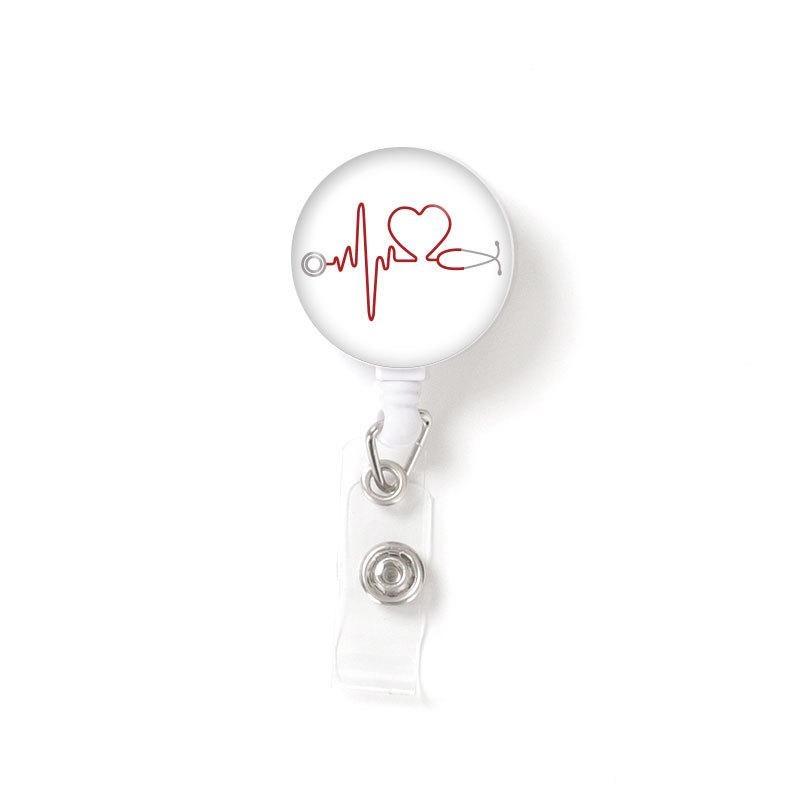 Fivela retrátil médica dos desenhos animados médico enfermeira licença de trabalho cordão criativo fácil de puxar fivela certificado marca nome