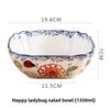 1pcs Creative Large Ceramic Bowl, Household Bowl, Japanese Tableware Set, Cute Animal Pattern, Underglaze Color Fruit Bowls