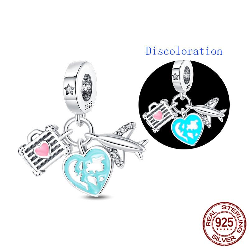 Luggage Airplane Passport Three-Piece Setcopper Charms Fitoriginal Bracelet Jewelry Making For Women Gift