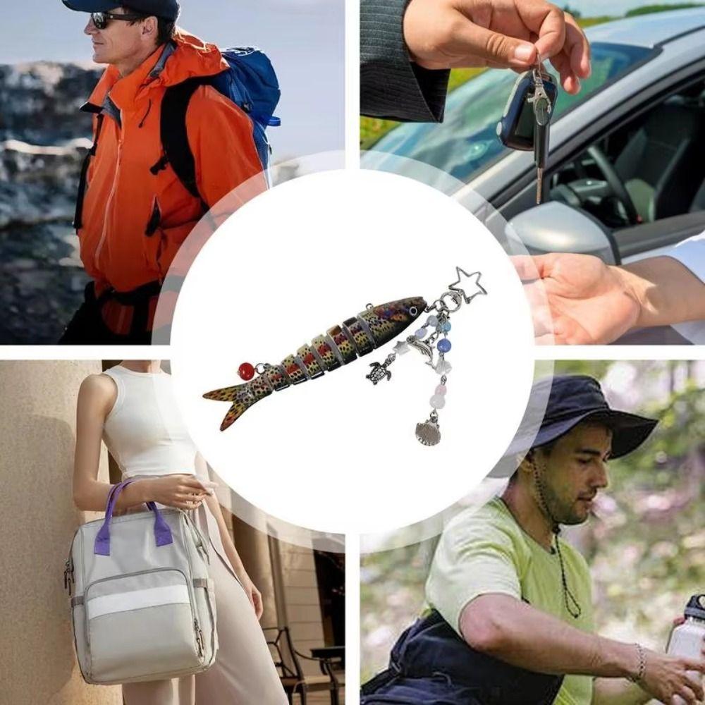 Vysoce precizní ručně vyráběné přívěsky na klíče s rybami Bionický design Šňůrka na rybí nástrahy Batoh