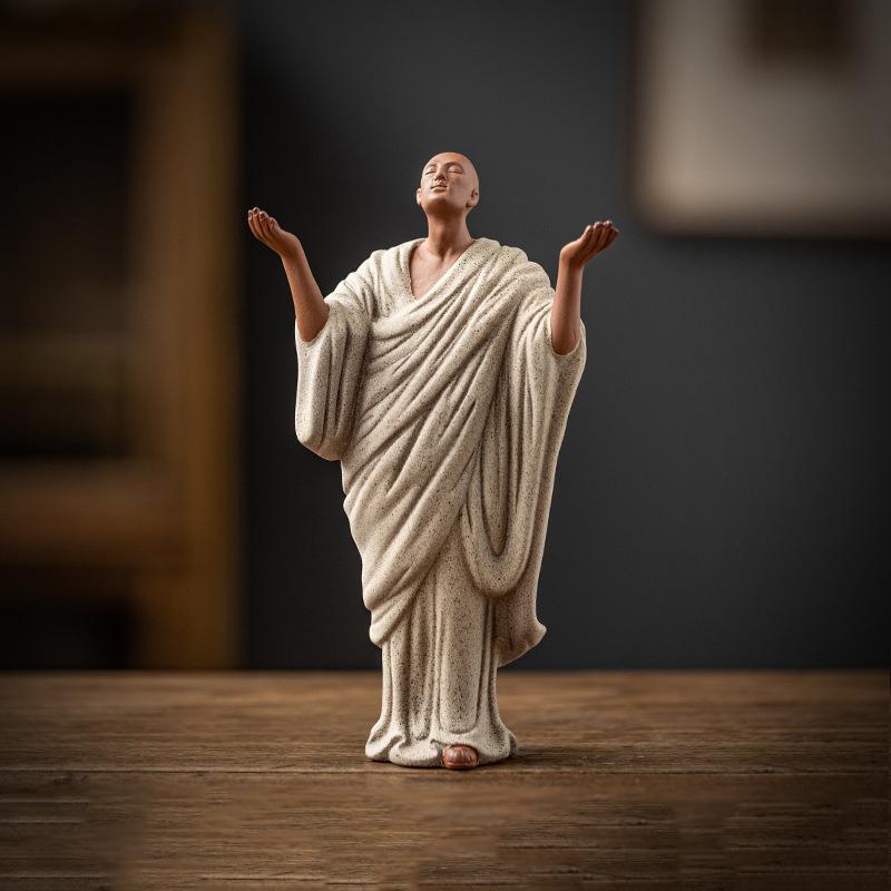 Zen Malý mnich Buddhistická socha Šámi pro meditaci Keramické figurky Čajovna Feng-šuej Čínské sochy k dekoraci Dárek