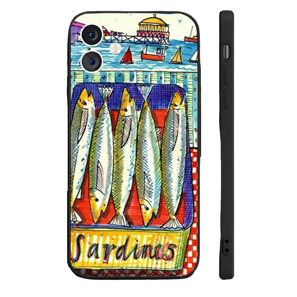Lustige Sardinen Handyhülle Für iPhone 17 16 15 14 13 12 11 Pro Max Mini SE 7 8 Plus 17E Stoßfest Rutschfest Silikon Weiche Hülle