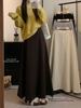 Korean Style High-Waisted Plus-Velvet Midi Skirt for Women - 2025 Autumn/Winter Elastic Waist Slimming Straight Skirt