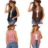 Glitzernder Strass-Wildleder-Fransenweste für Damen Cowgirl Ärmellos Offene Vorderseite Quasten-Weste für Halloween-Mottoparty Cosplay