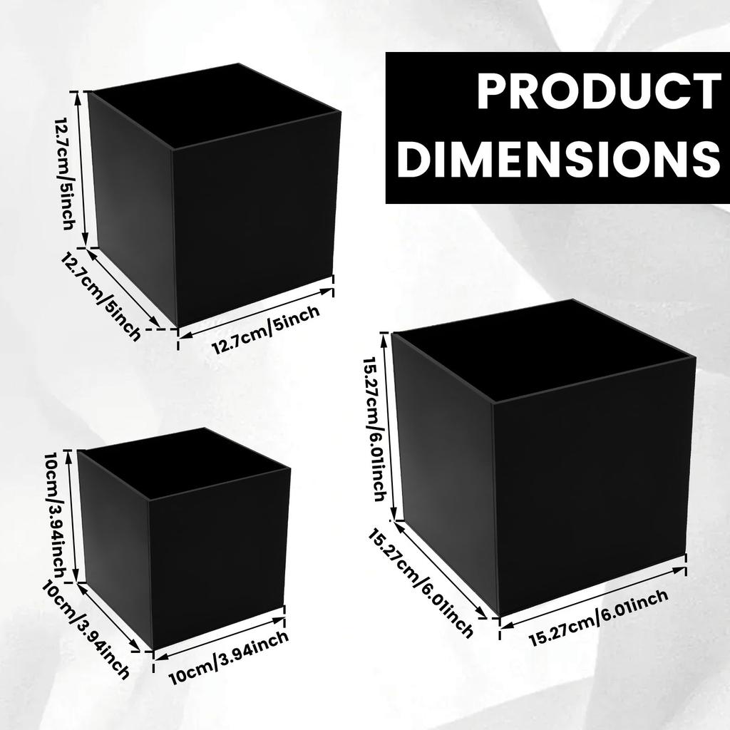 3PCS Acrylic Buffet Riser Box Smooth Surface Stackable Acrylic Cube Cake Display Riser With Hollow Bottom for Cupcake Candy