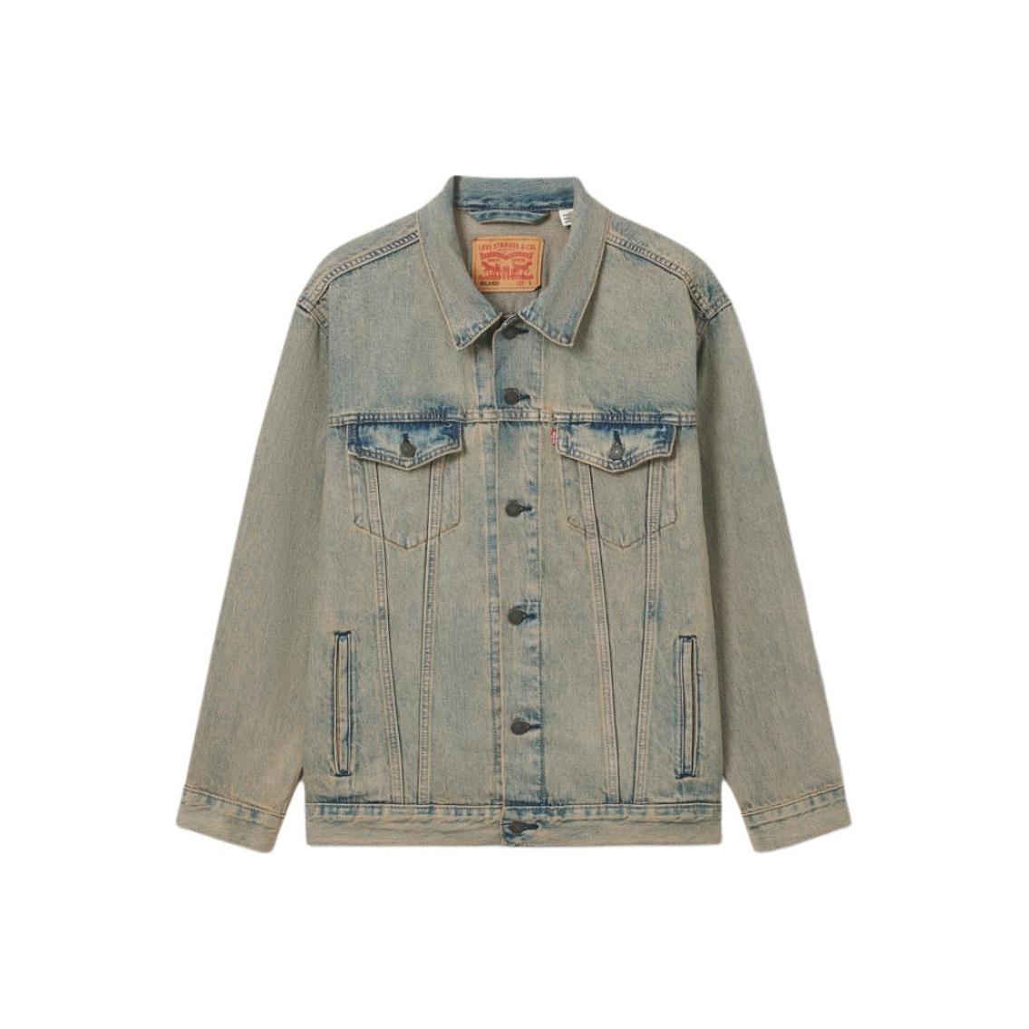 

Levis Американский Удобный Простой Универсальный Однобортный Джинсовый Жакет с Длинным Рукавом Мужские куртки A5782-0073 L