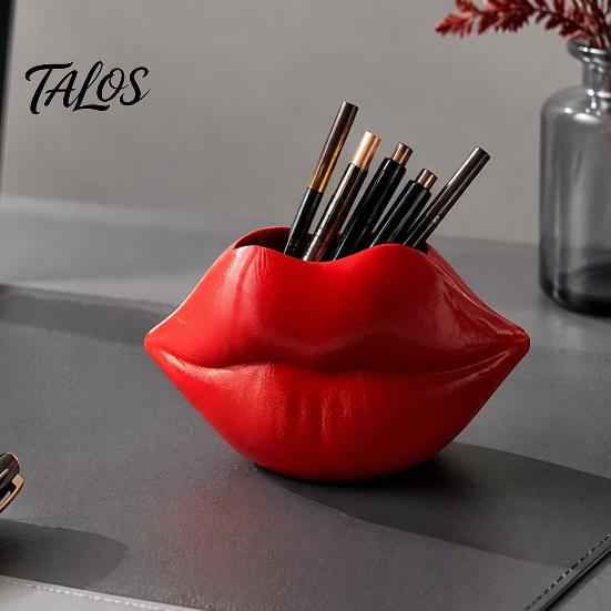 Artistic Lip Sculpture Decor Shaped Storage Box, Decorative 3D Printed PLA Sculpture, Unique Vanity Accessories Creative Art Ornament for Makeup