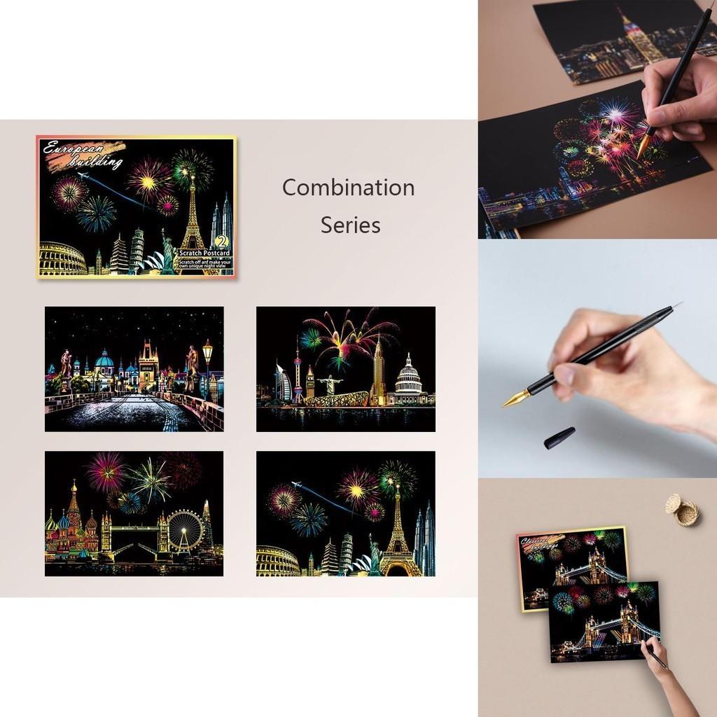 Colorful Night View Magic Scratch Art Painting Paper Kit Perfect For Young Artists And Gift Giving