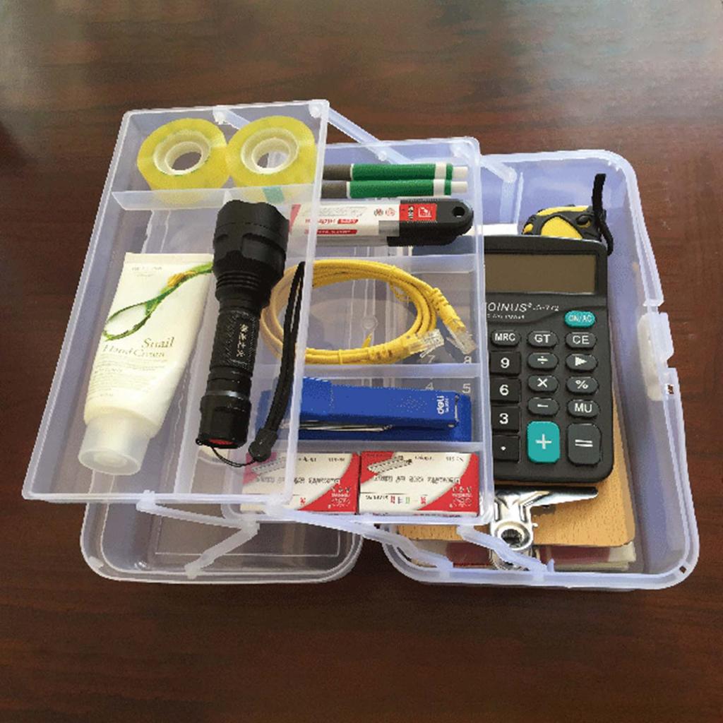 Tool Storage Box with Handle Three Layer Container Household Storage for Screw Parts Crafts Sundries Organization