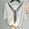 Bailuyu Elegant Striped Ribbon Knit Top