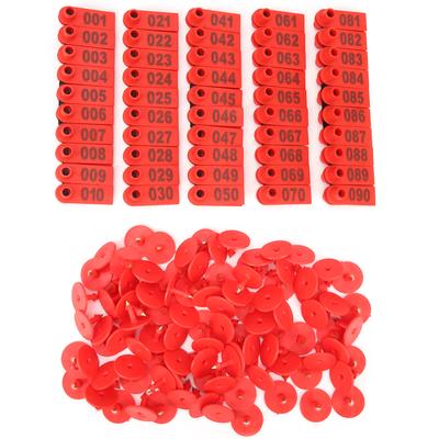 Domuz Sığır ve Koyun Kulak Küpesi Çiftlik Hayvanı Kimlik Kartı Keçi Kulak Etiketi 100 Paket Kırmızı