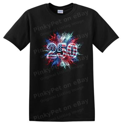 USA 250 Anniversary Fireworks Graphic T Shirt Funny Patriotic Tee Design