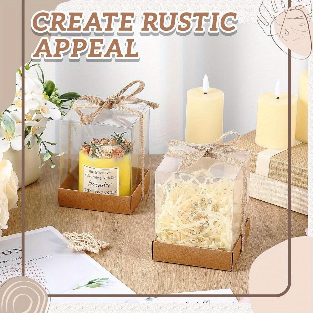 10pcs Transparent Candle Gift Box Clear Candle Treat Box Gift Packaging Box Tealight Candle Holders Bulk Paper Bottom Cover with Ribbon Box