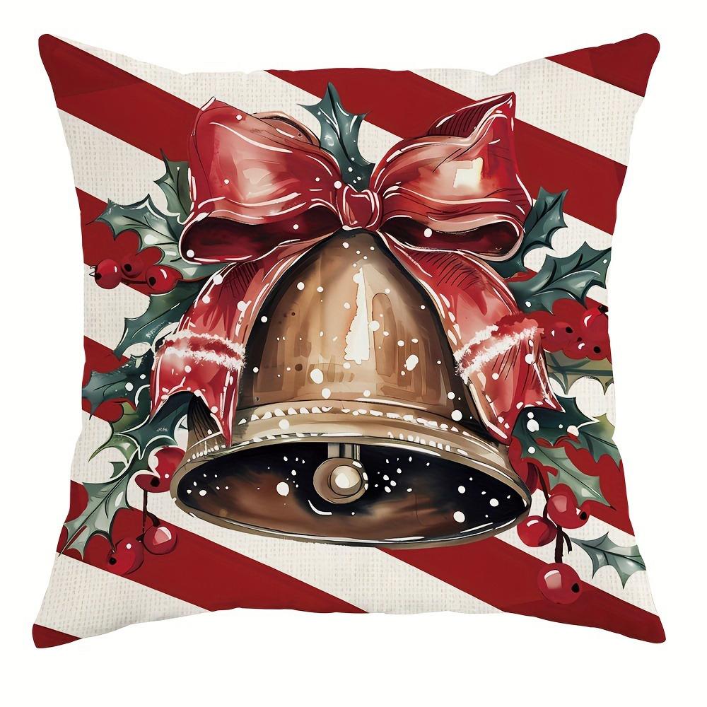 Christmas Decoration Pillowcase Fawn Snowman Bell Socks Christmas Stick Pattern Suitable for Home Room Sofa Cushion Cover