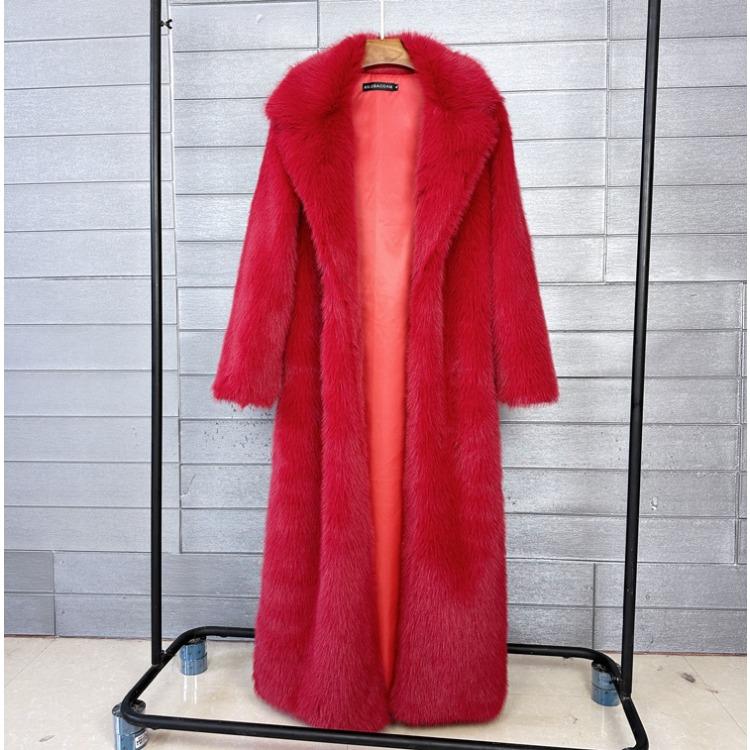 Cappotto in Pelliccia Sintetica da Donna, Pelliccia Sintetica, Modello Lungo, con Collo Imbottito, Cappotto Invernale da Donna Extra Lungo