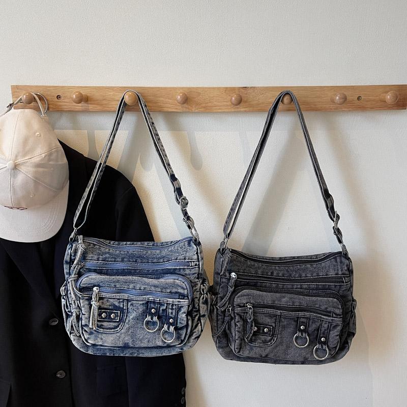 Vintage Multi-Pocket Denim Women's Bag Hand Shoulder Crossbody Bag