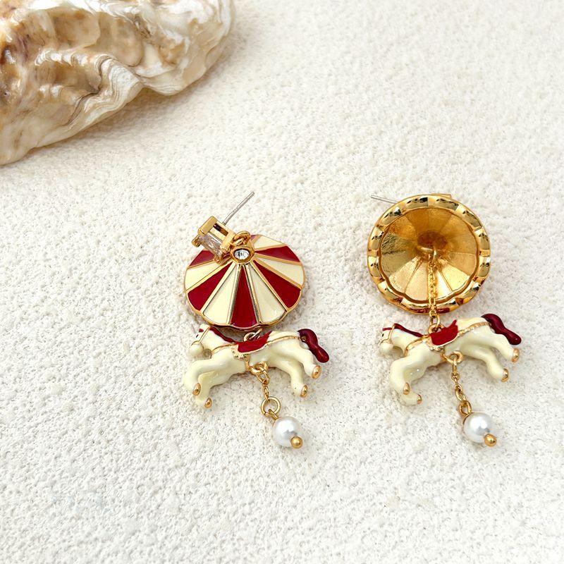 Manufacturer'S Supply Creative Carousel Shape Handmade Drop Glaze Earrings Spot Female