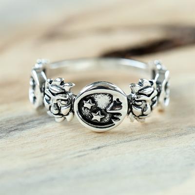 Anillos Punk Vintage Luna Estrellas para Mujer Retro Color Plata Geométricos Sol Anillos de Nudillo Unisex Moda Joyería para Dedos
