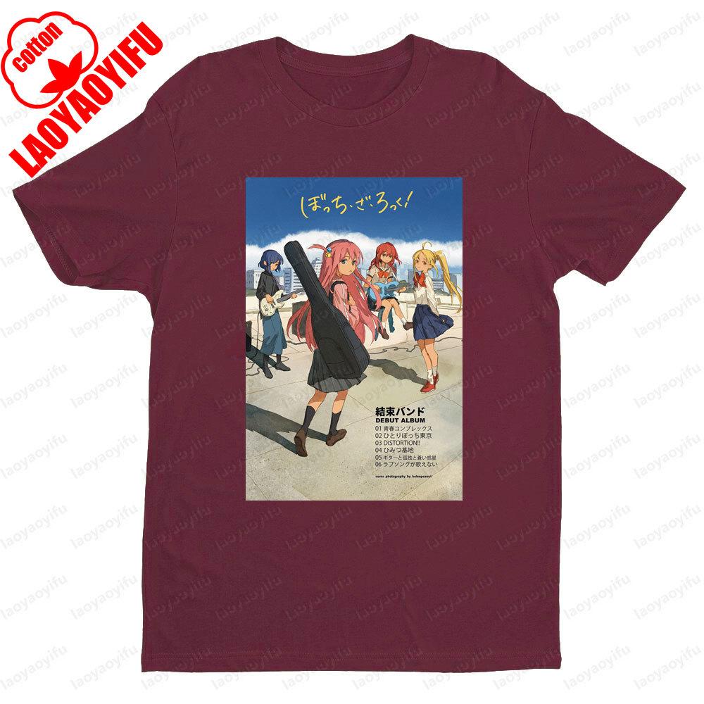 BOCCHI THE ROCK Theme Series Short Sleeve Men Women Universal Fashion Casual Crewneck Tshirt Summer Daily Life Cotton Tee Tops