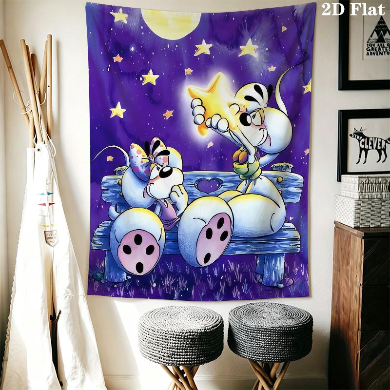 Diddl Wall Tapestry Aesthetic Wall Hanging Printed Fabric Blanket Decorative Tapestries for Bedroom Living Room Home Decor
