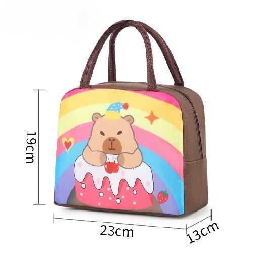 Cute Capybara Print Lunch Bag Kids Insulated Food Container Portable Box Carrier Cartoon Kindergarten School Lunch Storage Bag