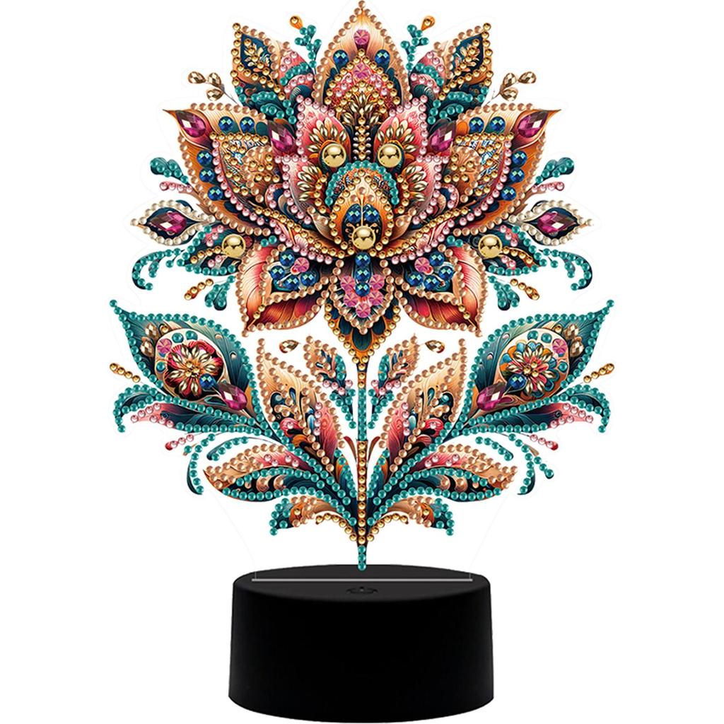 Blumen Tier Diamantmalerei Nachtlicht Acryl DIY Diamantmalerei Tischlampe für Schlafzimmer Wohnzimmer Heimbüro
