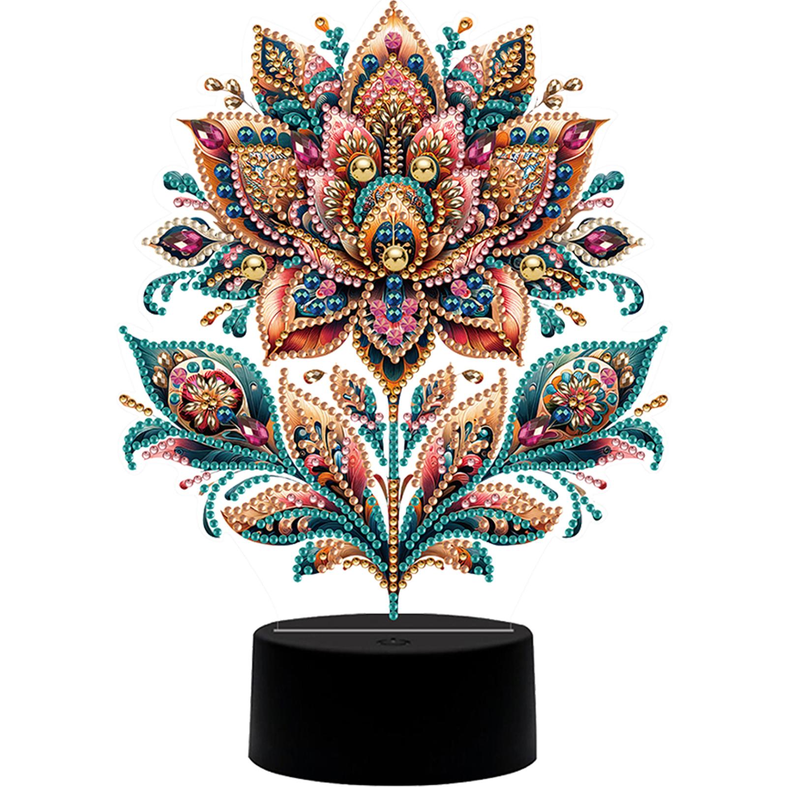 

Flower Animal Diamond Painting Night Light Acrylic DIY Diamond Painting Table Lamp for Bedroom Living Room Home Office