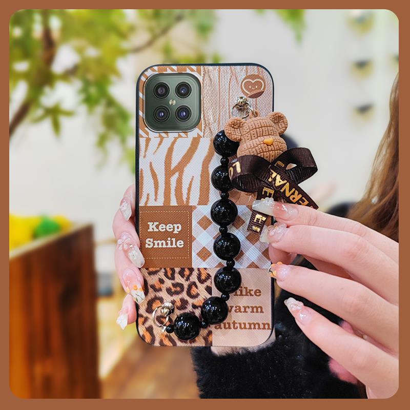 Skin-friendly Feel Cartoon Phone Case For Cubot C30 Dirt-resistant Cute Black Pearl Pendant Bear Bracelet Back Cover