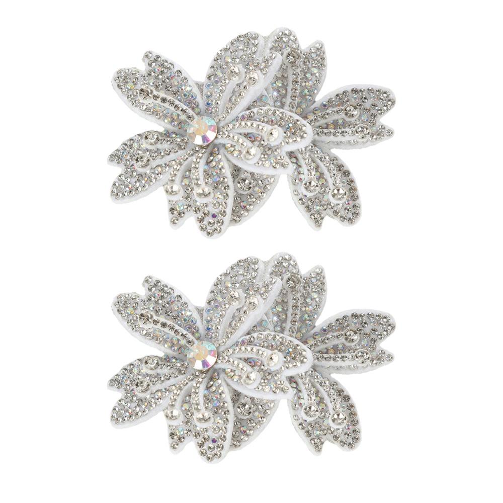1Pairs Sparkling Flower Brooch Fabrics DIY Craft Rose Brooch Fabrics Headband Accessories Fabrics белый