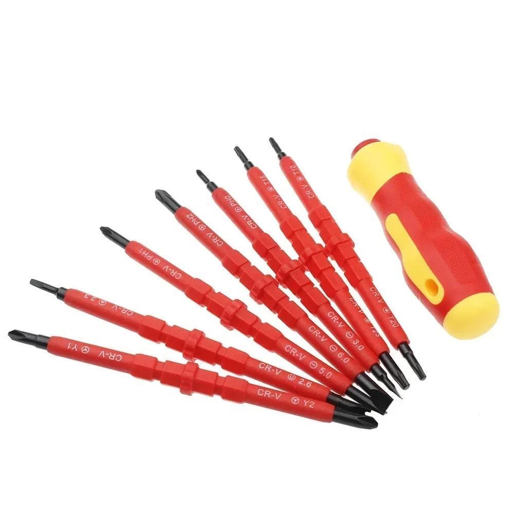 14 In 1 VDE Insulated Screwdriver Set Magnetic Bits For Electrical Repair Tools Changeable Bit Electricians Hand Tools
