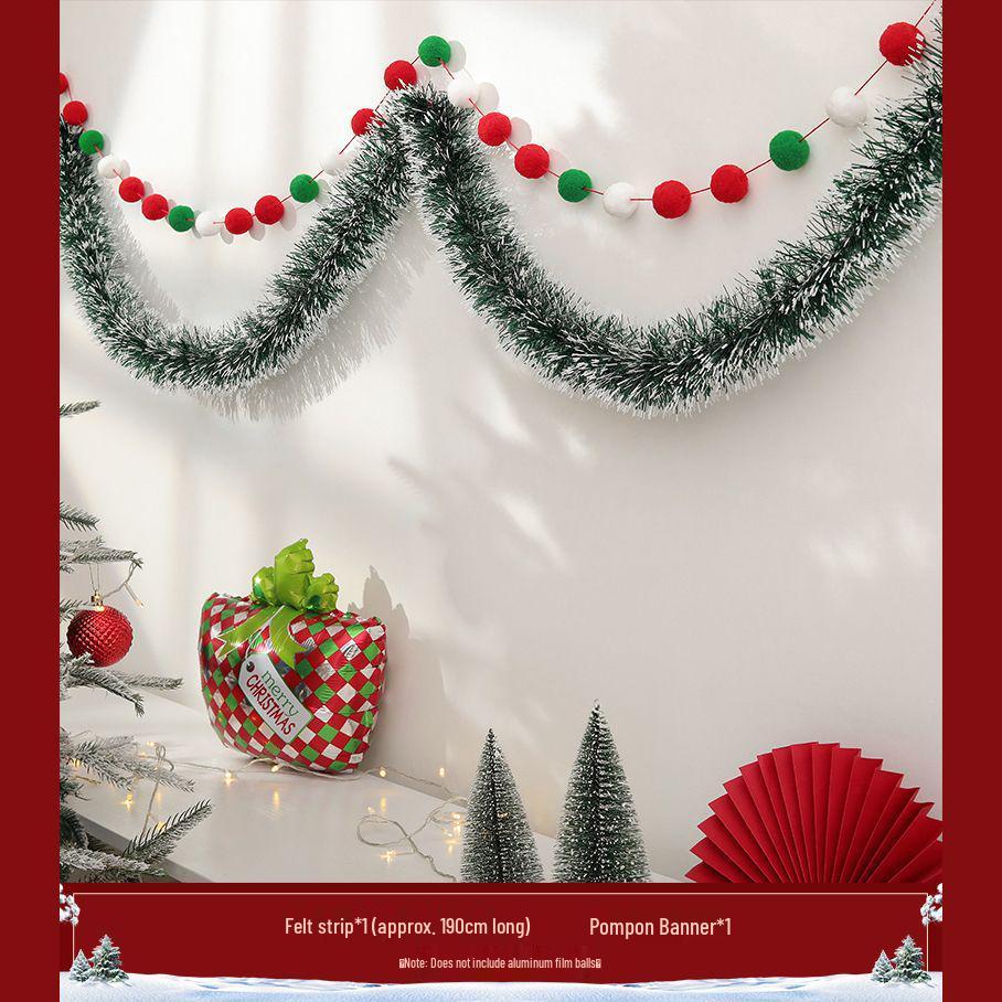 Christmas Decoration Garland: Ribbon, Leaves, Snowflakes, Tinsel, for Windows and Trees.
