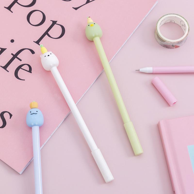 1 Piece Kawaii Gel Pen Korean Cartoon Creative Cute Fruit Head School Office Stationery