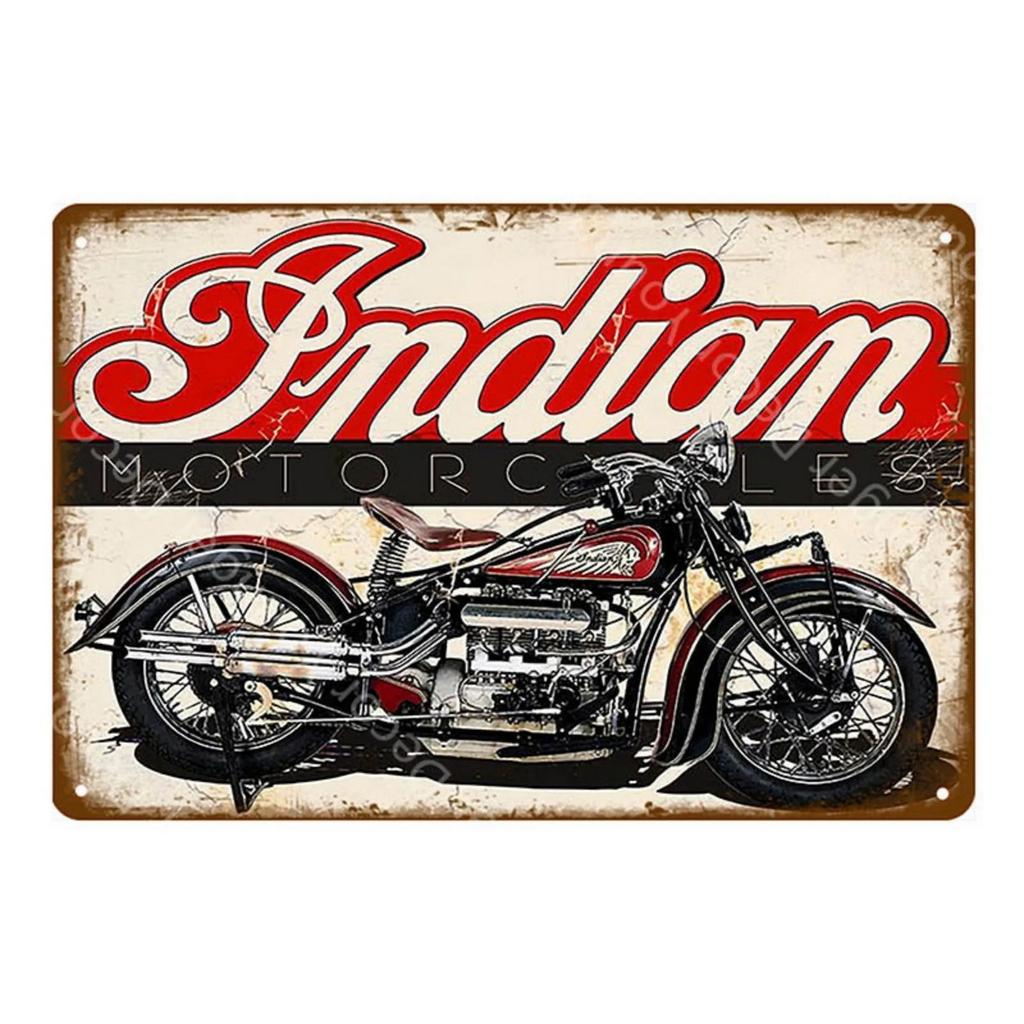 Metal Tin Sign Indian Motorcycles Wall Decoration Tinplate Signs Vintage Shabby Iron Plate Painting Bar Garage Man Cave Signa