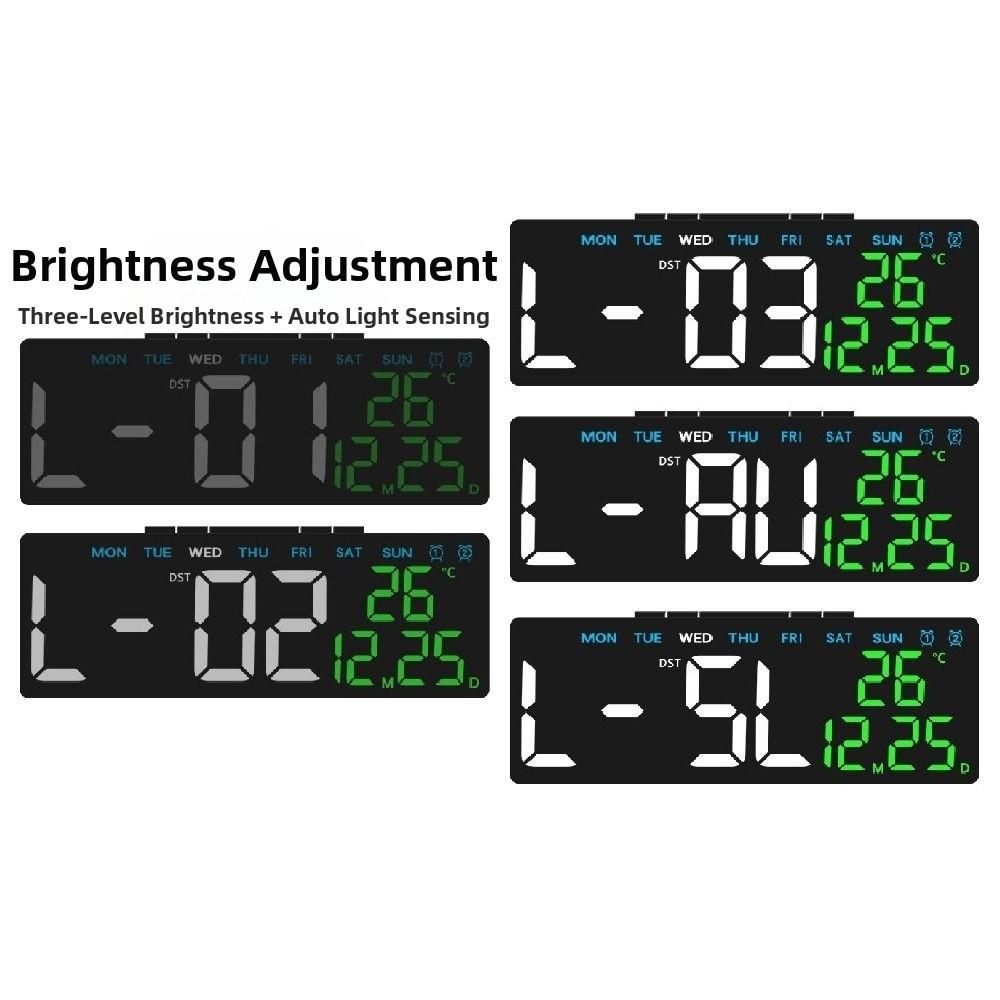 2 Alarms Large Digital Clock 12/24H Format Dual Control Table Clock Alarm Clock  for Living Room