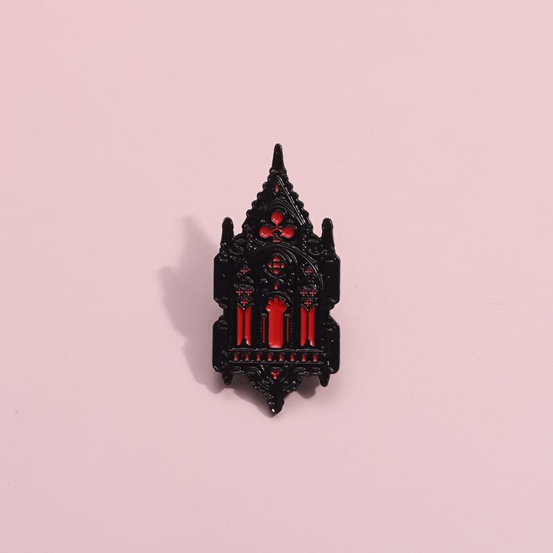 Artistic Cartoon Gothic Church Brooch In Alloy For Fashionable Clothing And Bag Decor