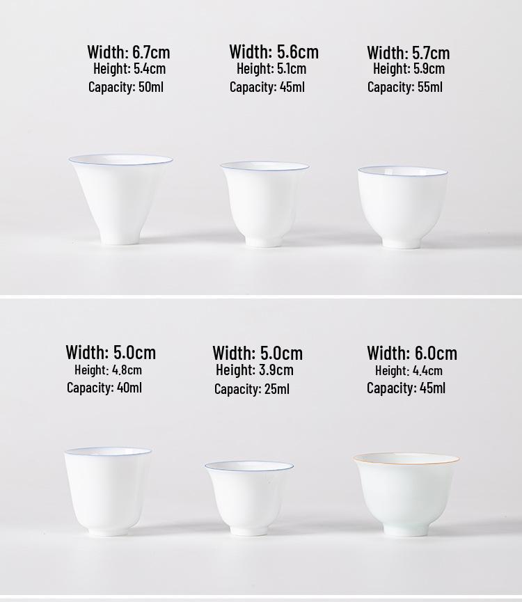 Minimalist White Jade Porcelain Kung Fu Tea Set: Handmade Teacups & Gaiwan Business Gift