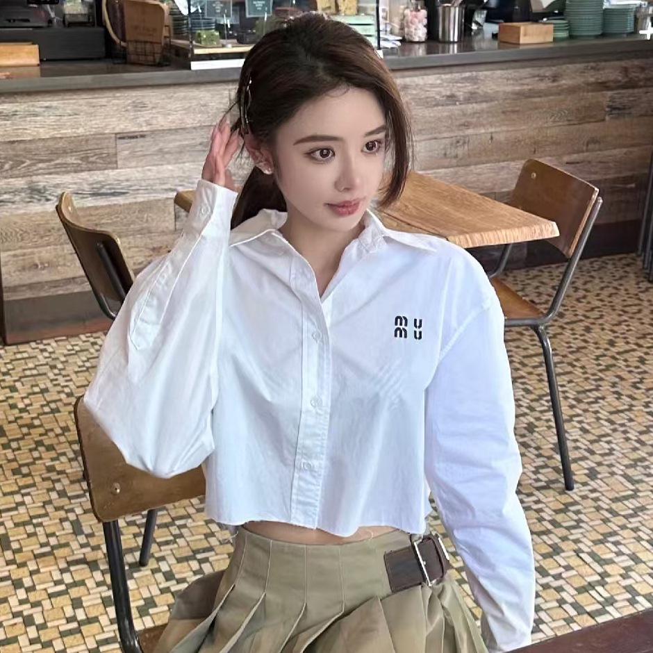Women s Autumn Long Sleeve Casual Loose Embroidered Logo Shirt S (In Stock)