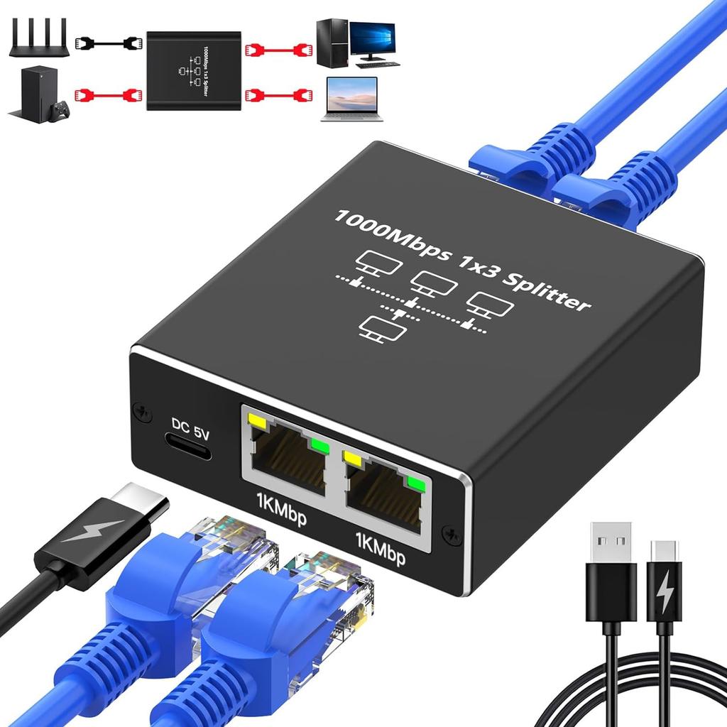 RJ45 Splitter 1 in 2/3/4 Out Network 1000Mbps RJ45 Adapter Gigabit Converter Internet Ethernet 8P8C Extender Plug Extension