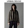 UR 2025 Autumn Retro Oversized Drawstring Faux Leather Jacket